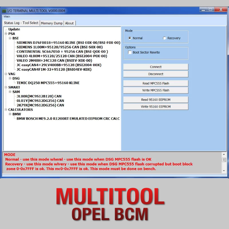 Multitool Plugin OPEL BCM for I/O Terminal Tool